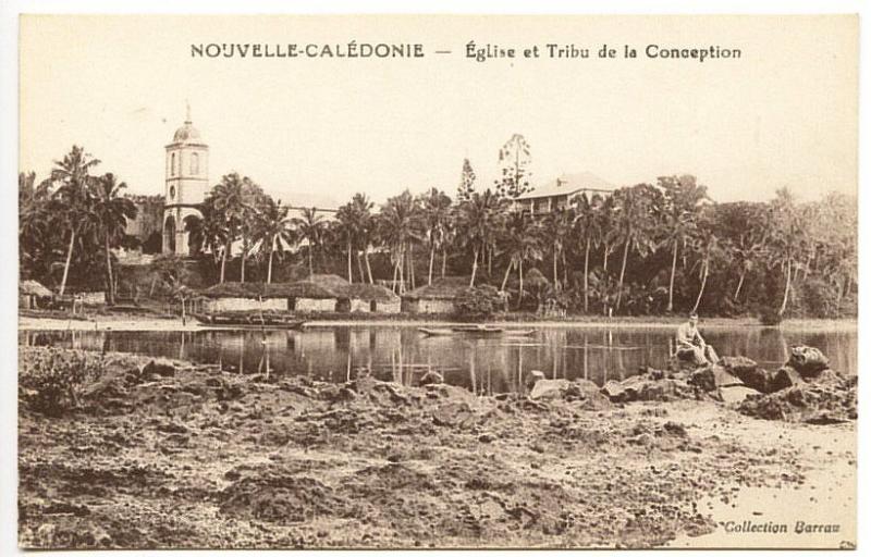 New Caledonia Eglise et Tribu de la Conception Postcard