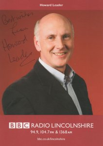 Howard Leader BBC Radio Lincolnshire Hand Signed Card Photo