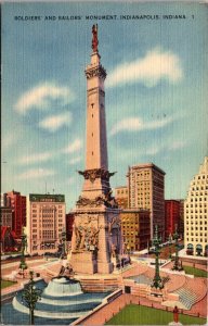 Soldiers' and Sailors Monument Indianapolis Indiana Postcard PC178