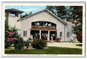 c1920 Dance Pavilion Fox River Park City Lights Aurora Illinois Vintage Postcard 