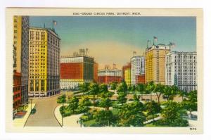 Grand Circus Park, Detroit, Michigan unused Linen Postcard