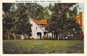 King Florence Vidor's Home Hollywood, California USA View Postcard Backing 