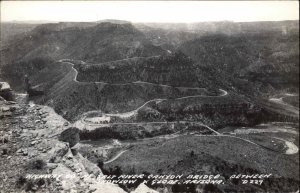 Salt River Canyon Bridge Arizona AZ Route 60 Air View Real Photo Vintage PC