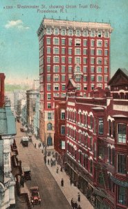Union Trust Building Westminster Street Providence Rhode Island Vintage Postcard