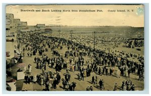 C. 1910 Boardwalk And Beach Steeplechase, Coney Island NY. Postcards F103 