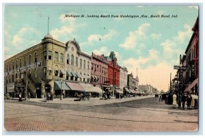 1911 Michigan St. Looking South Washington Ave. Stores South Bend IN Postcard