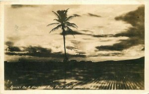 Honolulu Hawaii Sunset Rice Field 1931 RPPC Photo Postcard 20-7120