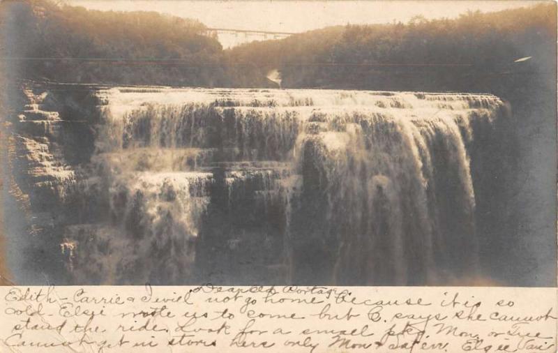 Portage New York Water Falls Real Photo Antique Postcard K84711