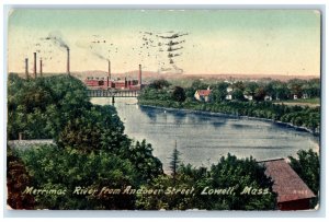 1911 Merrimack River from Andover Street Lowell Massachusetts MA Postcard