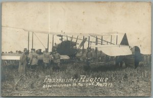 EARLY AVIATION WWI FRENCH BIPLANE GERMAN ANTIQUE REAL PHOTO POSTCARD