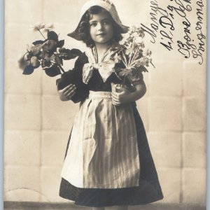 Cute German Dutch Girl Birthday RPPC Koln Deutz Station Stamp Real Photo A94