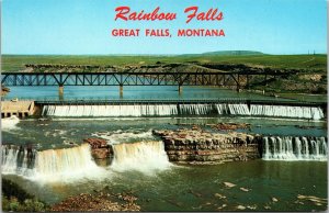 Rainbow Falls dam Missouri River Great Falls Montana Postcard