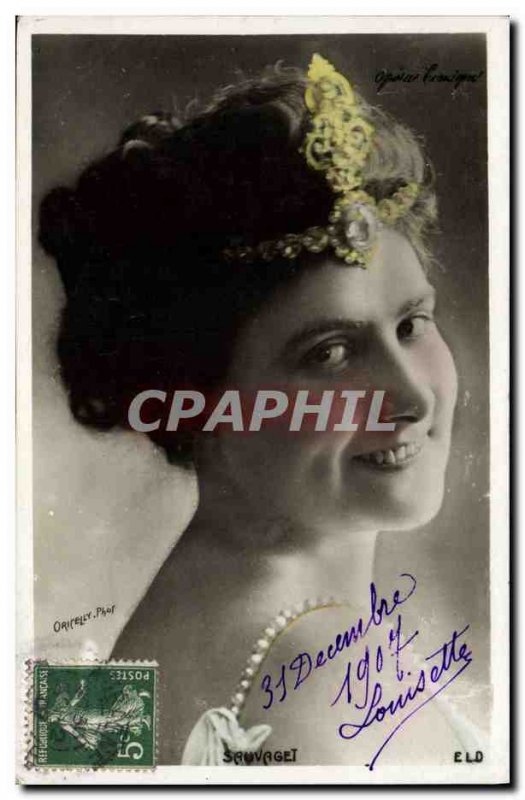Postcard Old Theater Opera Comique Paris Woman Sauvaget