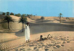 South Algeria ethnic children desert dunes palm trees 