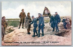 WW1  Wounded British Tommy  Carried By Four German Prisoners    Postcard