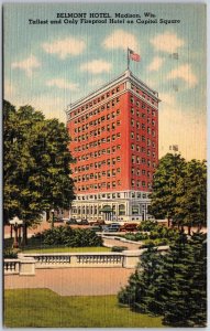 Madison Wisconsin WI, 1944 Belmont Hotel Building, Capitol Square, Postcard