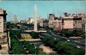 Buenos Aires Argentina Avenue 9th of July Pan American World Airways Postcard