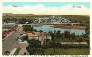 Vintage Postcard 1920's Gateway Bridge Across Rio Grande Between Texas & Mexico