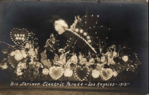 Los Angeles California CA Big Shriner Electric Parade Float Real Photo Postcard