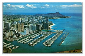 Vintage 1986 Postcard Panoramic View Hotels in Waikiki Beach Oahu Hawaii