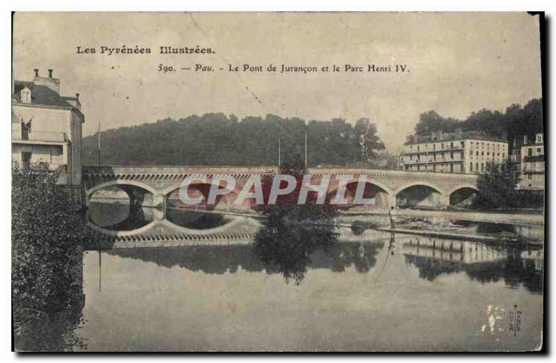 Old Postcard The Bridge Pau Jurancon and Henry Park