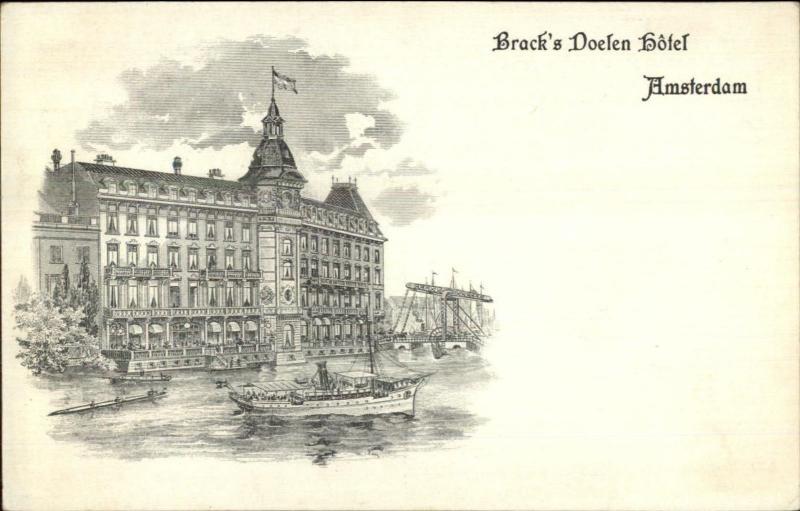 Amsterdam - Brack's Doelen Hotel Promo c1905 Emgraving Postcard