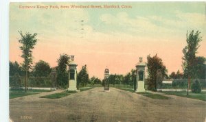 Hartford CT Keney Park Entrance from Woodland St 1912 Postcard Used