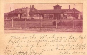 Dowagiac Michigan Railroad Station Exterior Antique Postcard KK1920