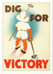 Dig for Victory War Gardens Home Front British World War II Repro Postcard