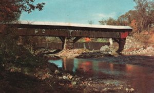 Vintage Postcard 1957 Taftsville Covered Bridge Ottauquechee River Vermont VT