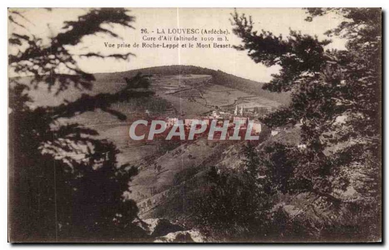 Old Postcard Louvesc Ardeche Cure for Air Altitude 1050m View from Roche Lepp...