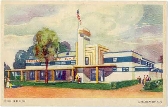 Muller-Pabst Cafe, 1933 Century of Progress, Chicago, Illinois, IL, White Border