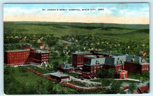 SIOUX CITY, Iowa IA ~ Birdseye ST. JOSEPH'S MERCY HOSPITAL c1940s Linen Postcard