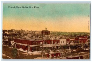 c1910's Aerial View Central Block Building Dodge City Kansas KS Antique Postcard