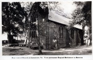 VINTAGE POSTCARD REAR VIEW OF JAMESTOWN CHURCH FIRST PERMANENT SETTLEMENT IN USA