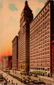 Postcard IL Chicago Michigan Boulevard Looking South from Art Institute 1930s H3