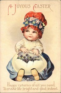 Clapsaddle Easter Int'l Art Little Girl with Egg c1910 Vintage Postcard
