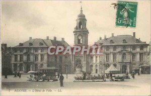 Postcard Old Rennes Hotel de Ville Tram