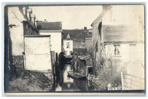 c1910 Scene in Amiens River and Boat France WW1 Antique RPPC Photo Postcard