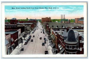 c1920's Main Street Looking South from Court House Pine Bluff AR Postcard