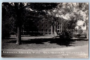 Des Moines Iowa IA Postcard RPPC Photo Eleanor Childs Hall Des Moines University