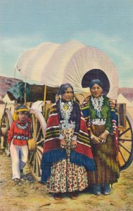 Navajo Indian Women in Colorful Native Clothing - New Mexico - Linen