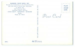 McDaniel Yacht Basin, North East, MD Postcard *3T
