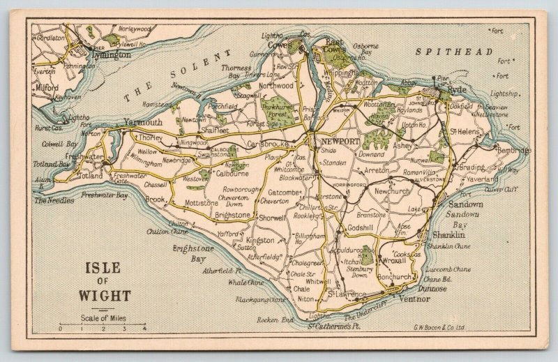 Isle of Wight~Map~Fort Norton~Bonchurch~Niton~Cowes~Bembridge~Horringford c1910