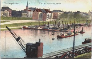 Germany Duisburg Ruhrort Von Der Rheinbrücke Gesehen Vintage Postcard C118