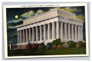 Vintage 1920s Postcard Lincoln Memorial by Night Washington District of Columbia