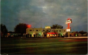 Vtg Albuquerque New Mexico NM Casa Grande Lodge Night View Route 66 Postcard