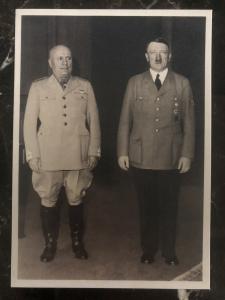 Mint Germany RPPC  Postcard Historical Meeting Munich 1940 Hitler & Mussolini