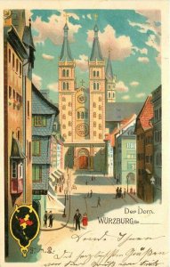 Wurzburg Germany Street View Arts & Crafts 1900 undivided Postcard 21-12265