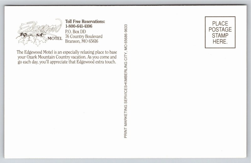 Roadside~Air View Edgwewood Motel & Pool Branson Missouri~Vintage Postcard